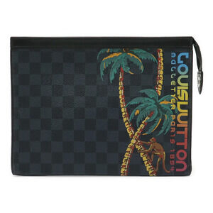 LOUIS VUITTON Cobalt Blue Pochette Voyage Palm Tree Shoulder Bag